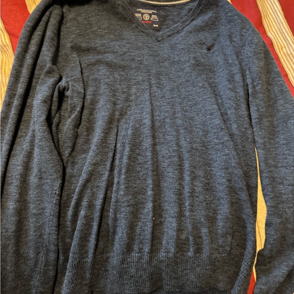 American Eagle Outfitters Blue V-Neck Sweater